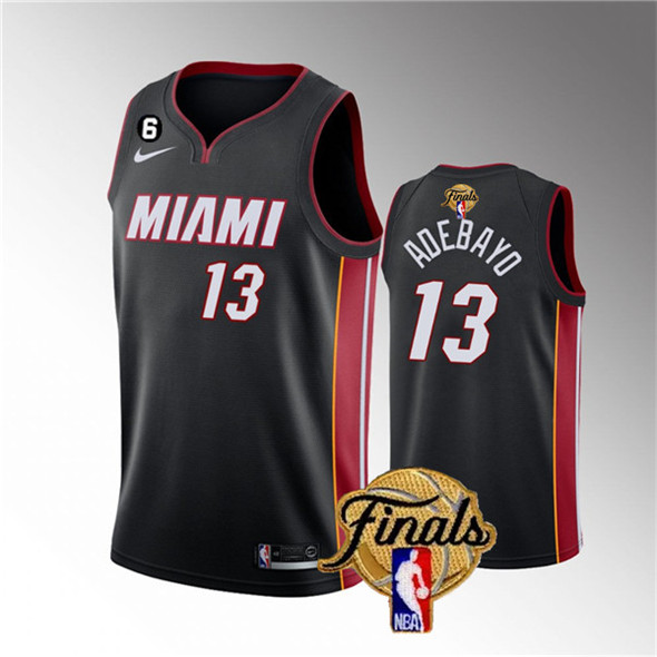 Men's Miami Heat #13 Bam Adebayo Black 2023 Finals Icon Edition With NO.6 Patch Stitched Basketball Jersey